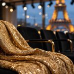 Paris Fashion Week SS27 Front Row goldene Pailletten Eiffelturm Symbolbild KI generiert Fashion Guide Magazin